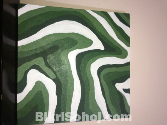 Green abstract painting (12x12)